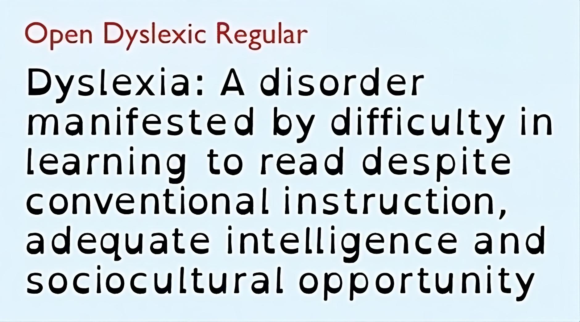 Un párrafo de texto que muestra el uso del tipo de letra Open Dyslexic